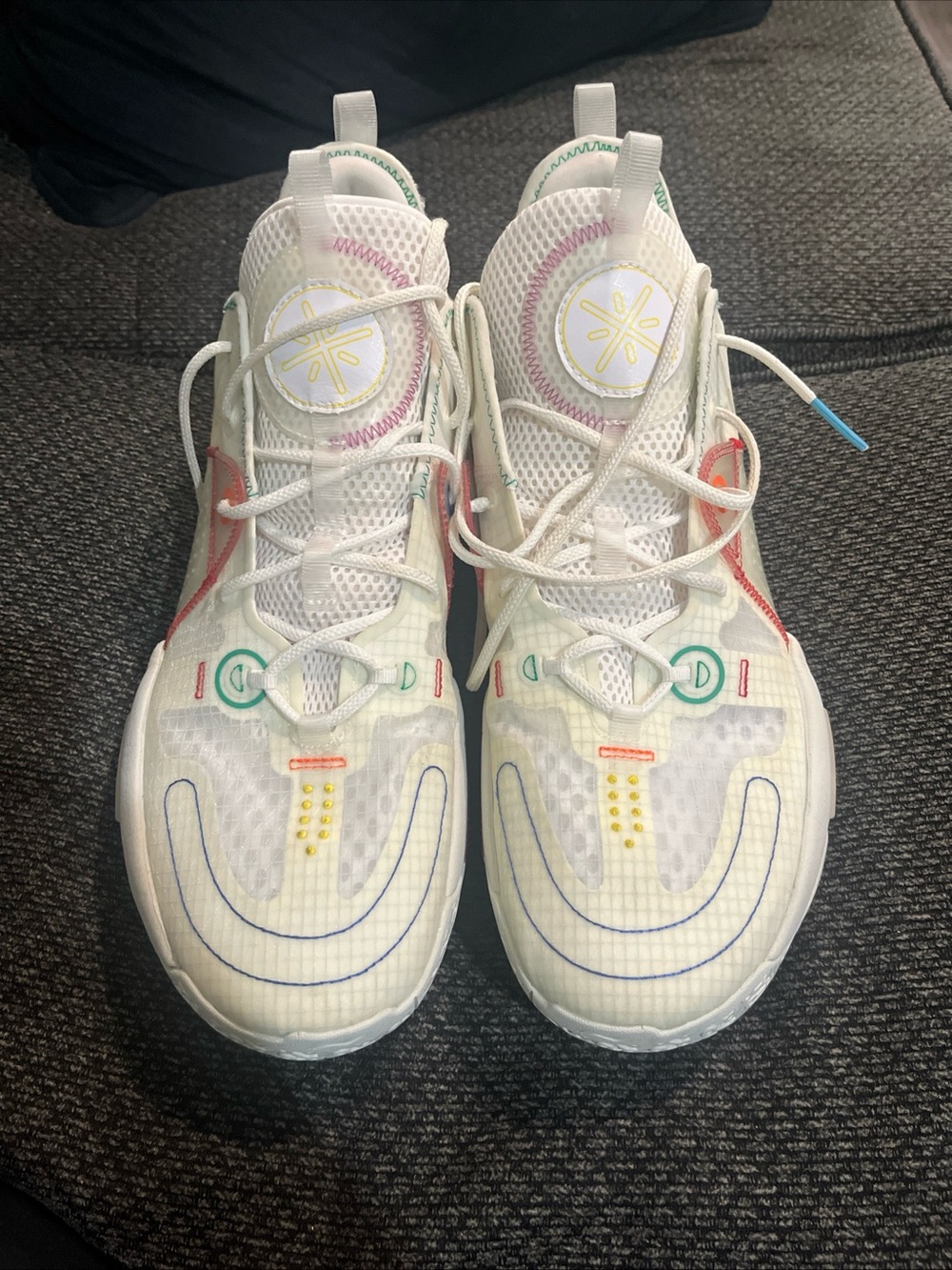 Li-Ning Way Of Wade 9 White Multicolor Size 16 Used  Basketball Sneakers